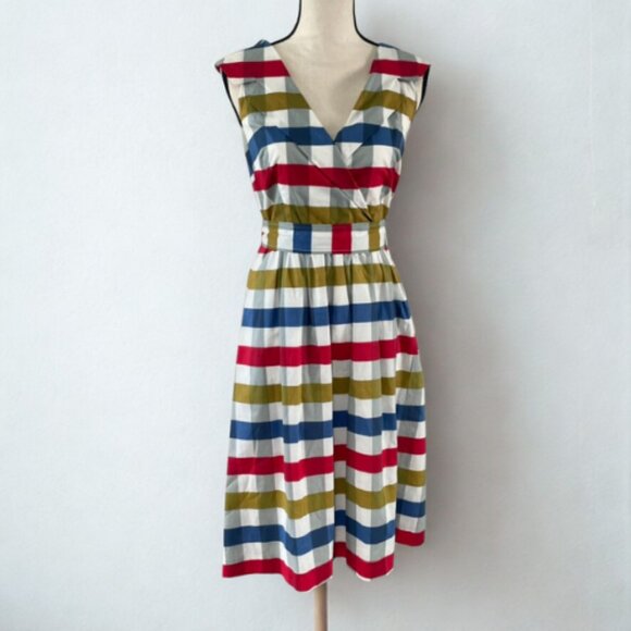 Maeve by Anthropologie Belted Wrap Dress - Size 6 - Multicolor Stripe - EUC - Picture 3 of 8